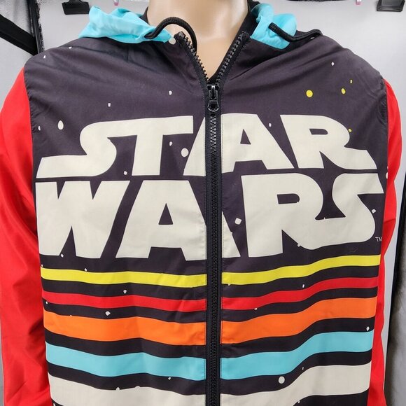 Star Wars Retro Striped Hooded Windbreaker Jacket M - Picture 8 of 8